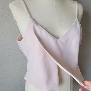 Vintage Minimalist Draped Camisole–Blush Pink Spaghetti Strap Sleeveless Top | M